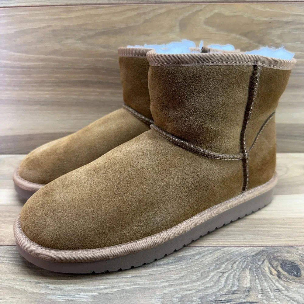 UGG Koolaburra Classic Mini Boots Big Girls Youth 5 Zip Chestnut Faux Sherpa